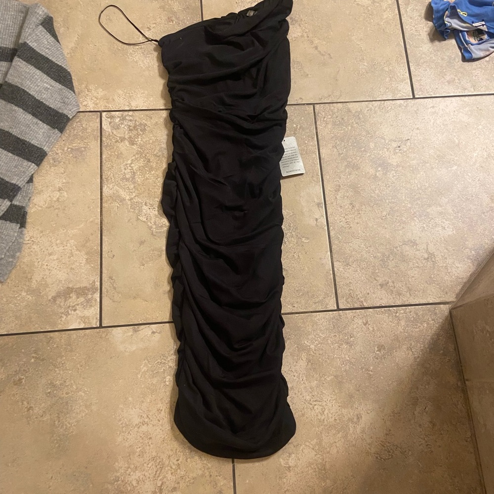 Live X Design one shoulder jet black XS dress